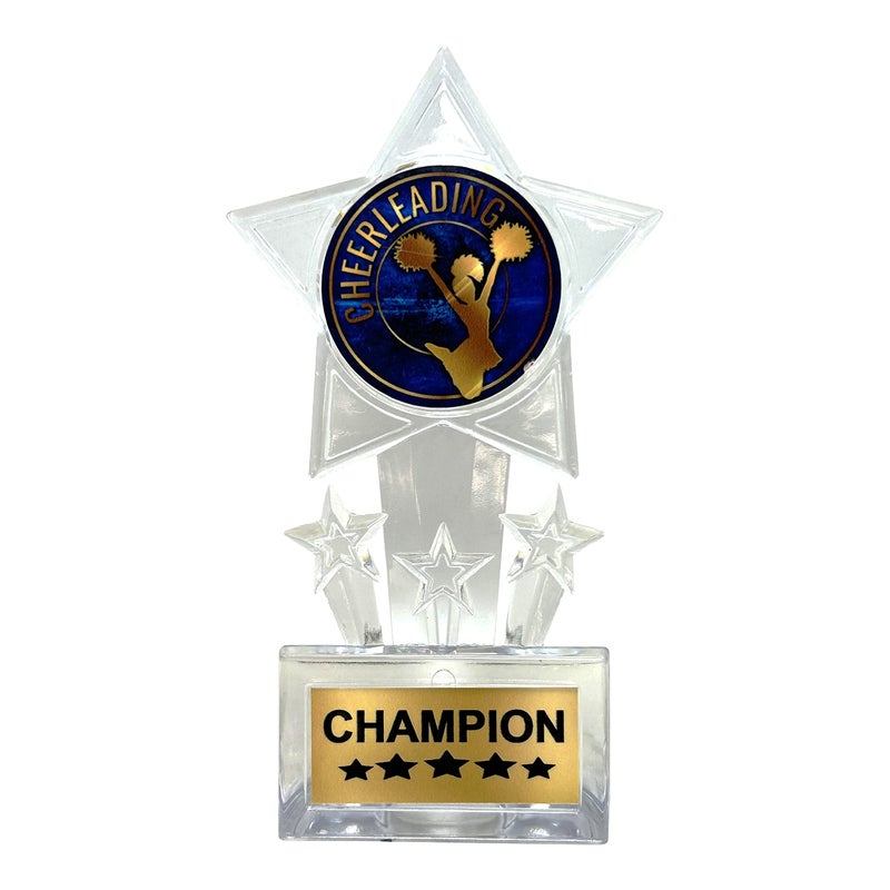 Express Medals 6.5 Inch Clear Acrylic Star Cheerleading Champion Trophy Awards (Pack of 12) - Image 2